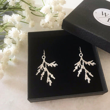 Wisteria London Aster Silver Branch Drop Earrings Wisteria London